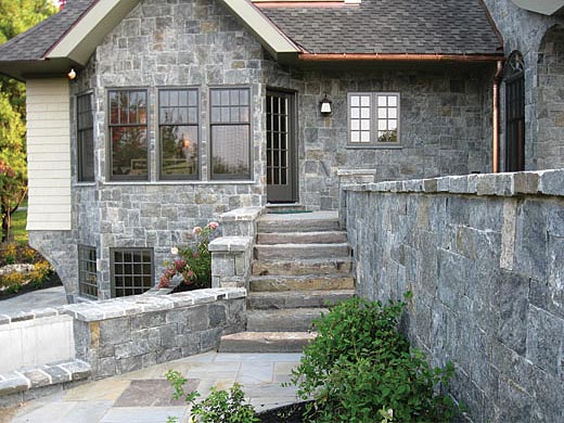 stonework outdoor entry stairs